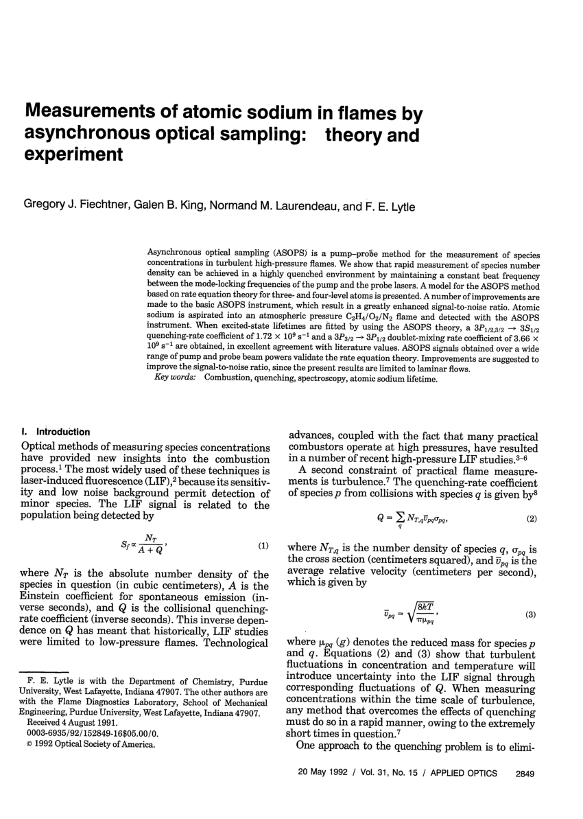 PDF) Measurements of atomic sodium in flames by asynchronous