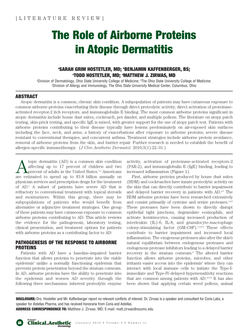 Pdf The Role Of Airborne Proteins In Atopic Dermatitis 