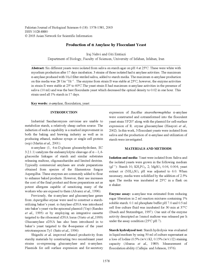 PDF Production Of Amylase By Flocculant Yeast   Largepreview 