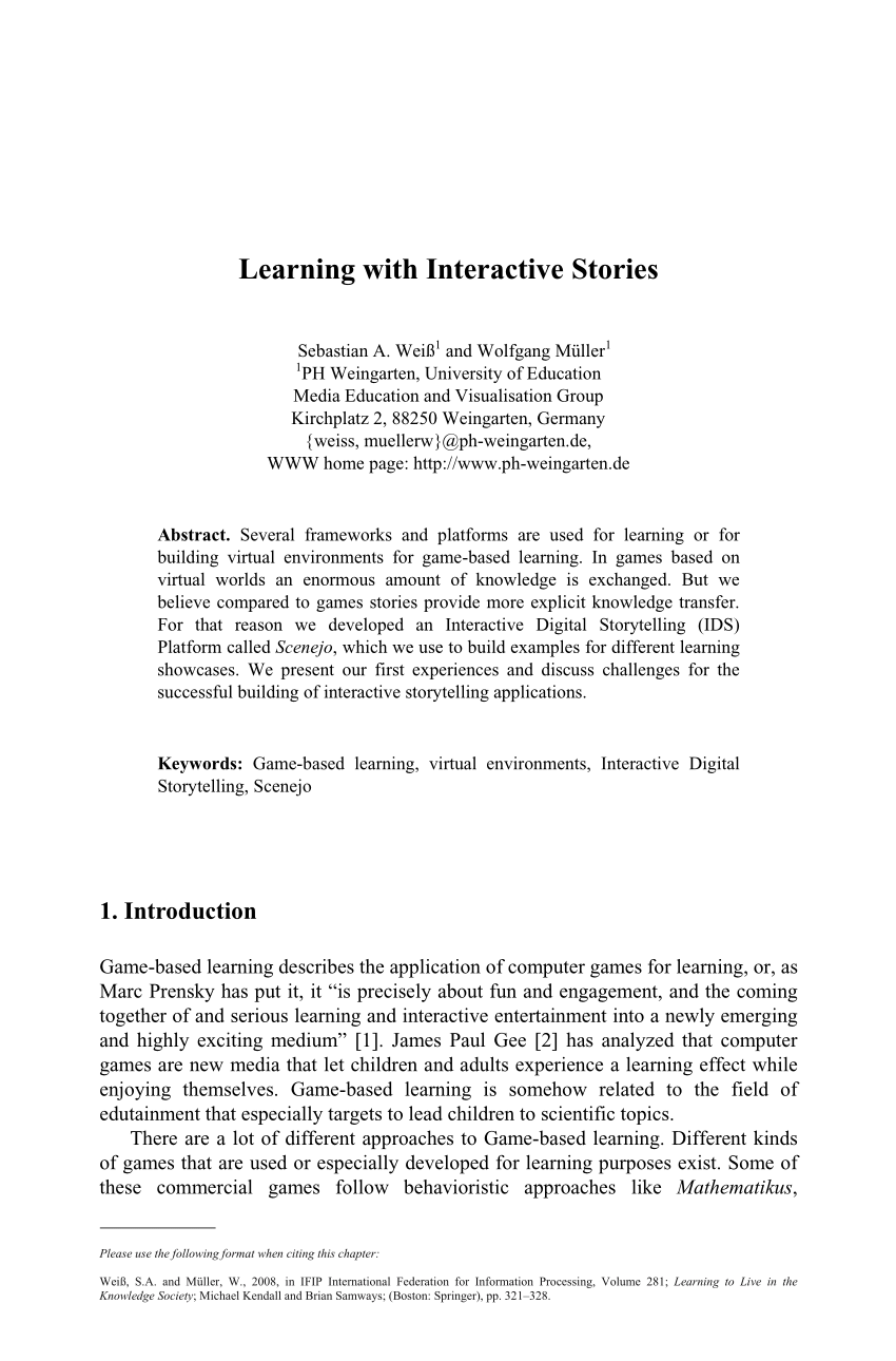 PDF) Learning with Interactive Stories