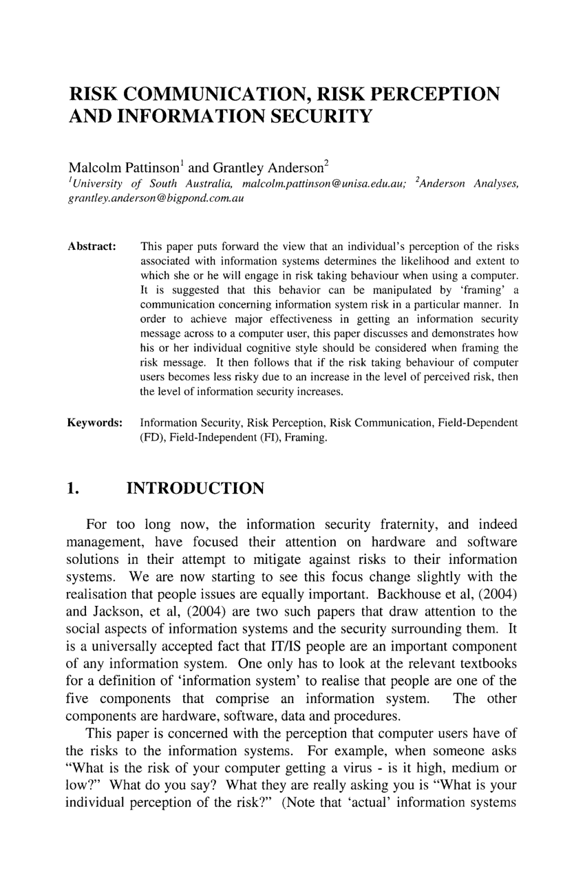 risk communication thesis