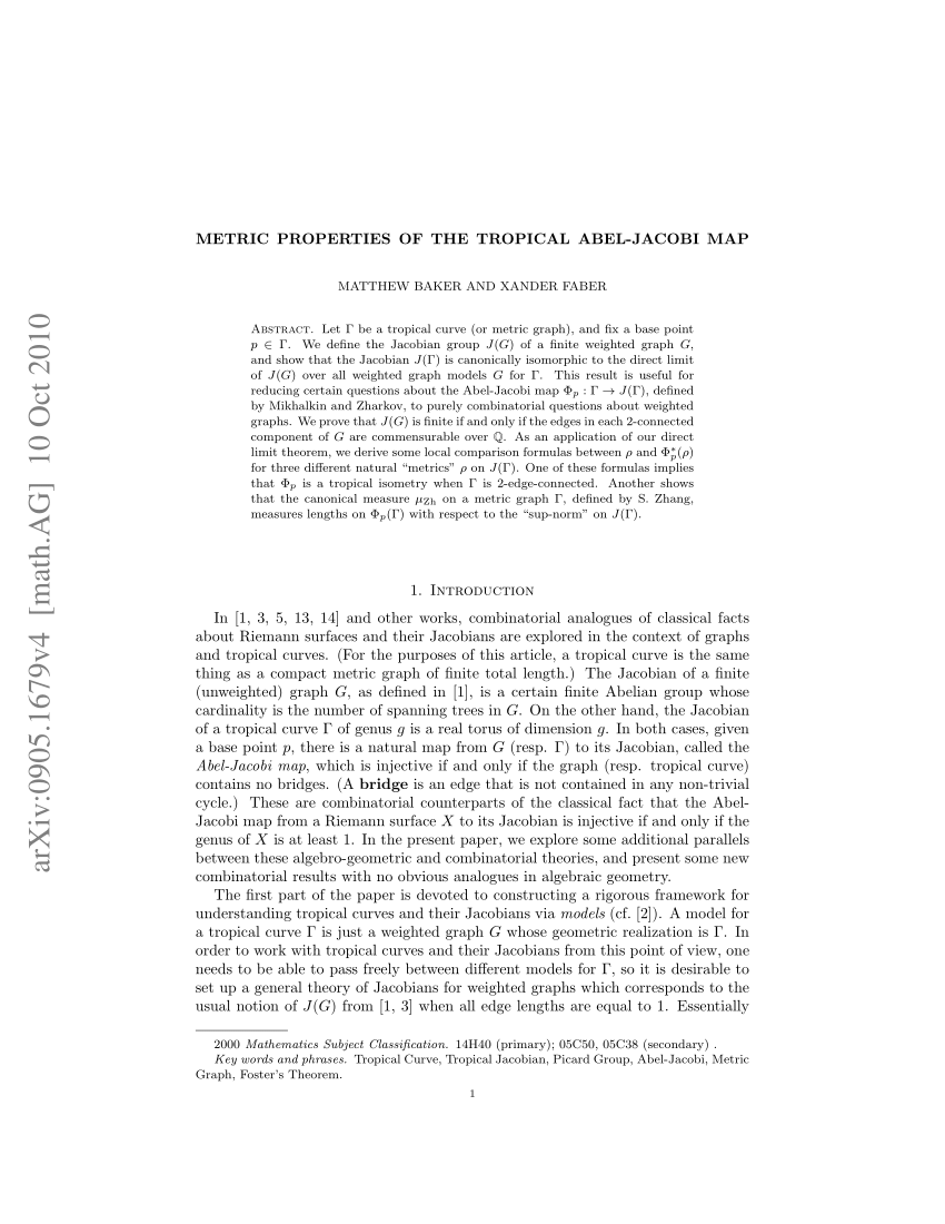 (PDF) Metric Properties of the Tropical Abel-Jacobi Map