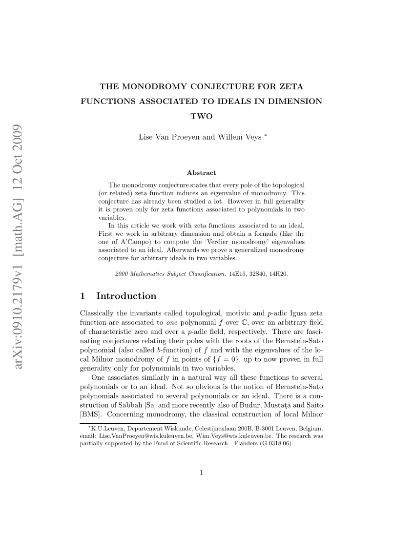 PDF) The monodromy conjecture for zeta functions associated to