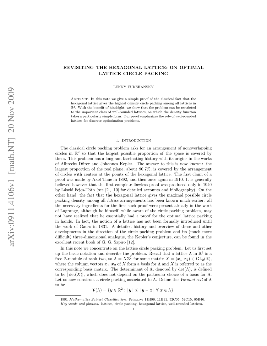 hexagonal circle packing algorithm