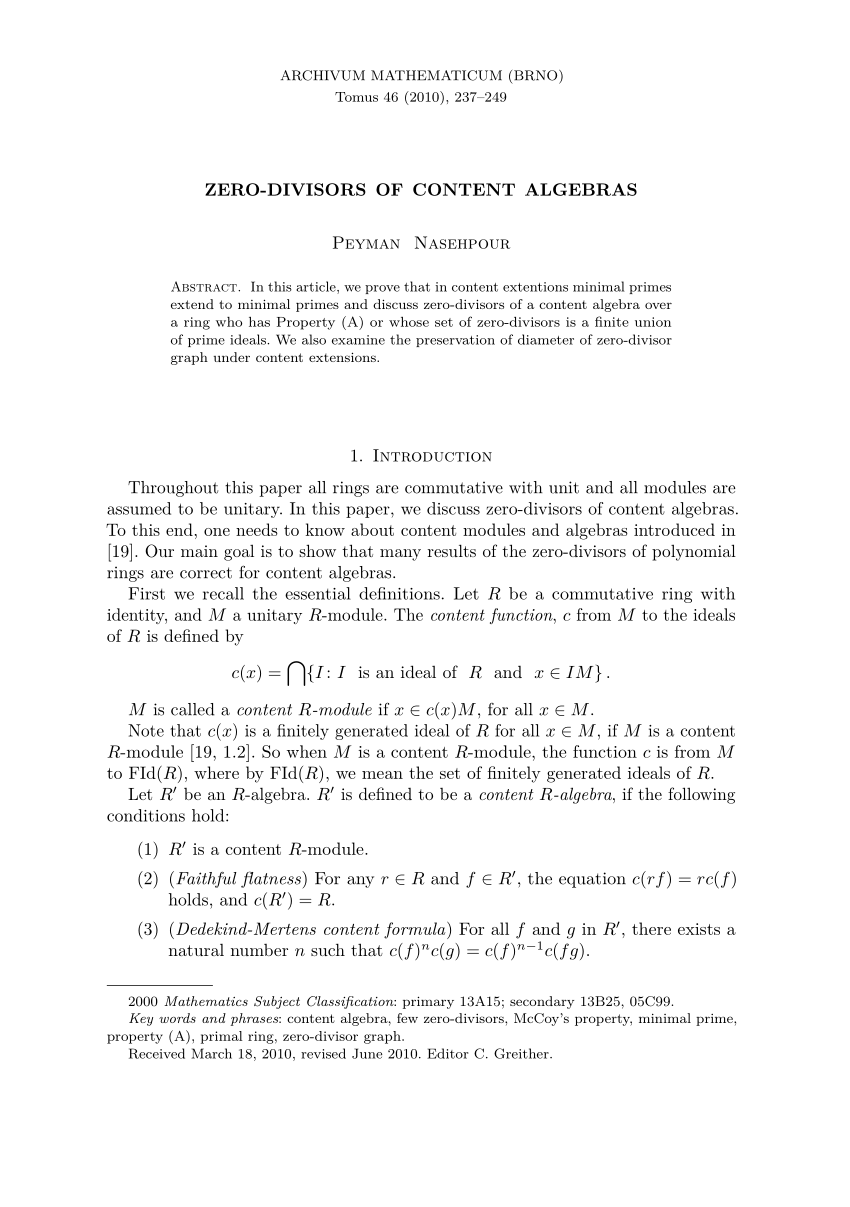 Cohen-Macaulay Local Ring - Advanced Algebra - Notes | MATH 711 | Study  notes Algebra | Docsity
