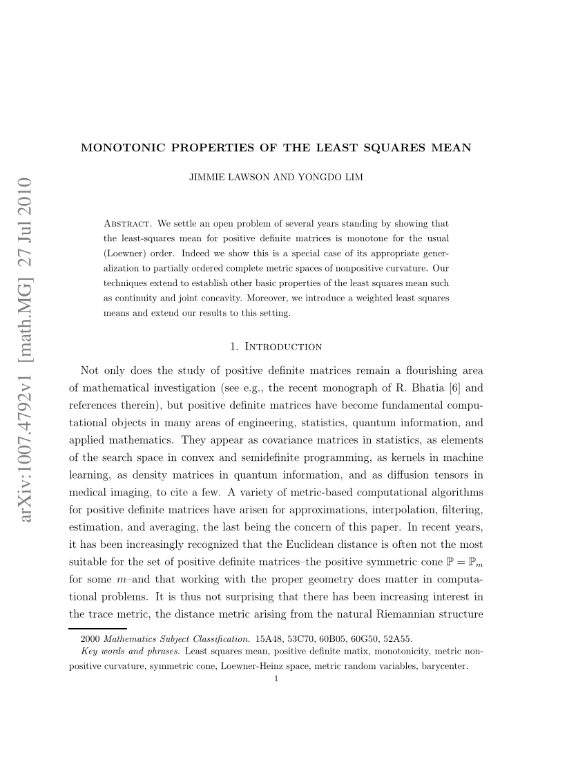 pdf) monotonic properties of the least squares mean
