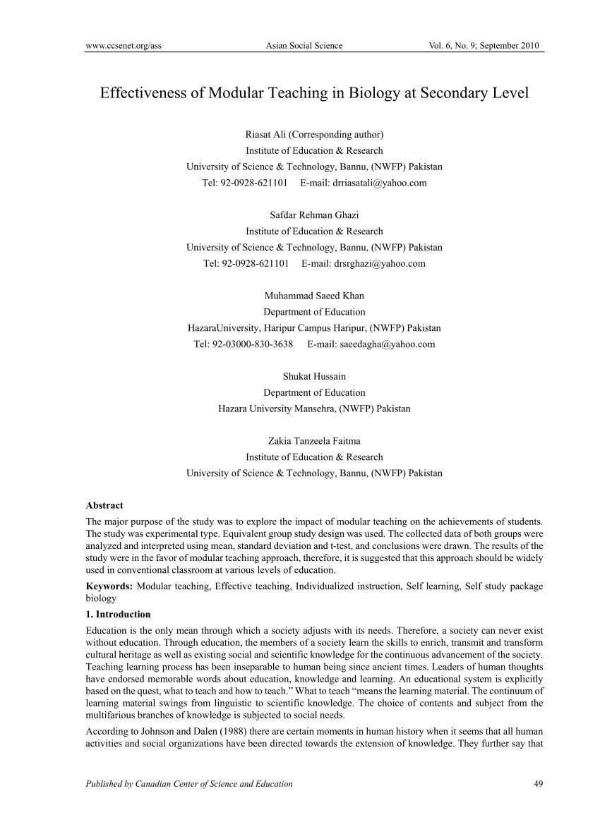 example of research paper about modular learning