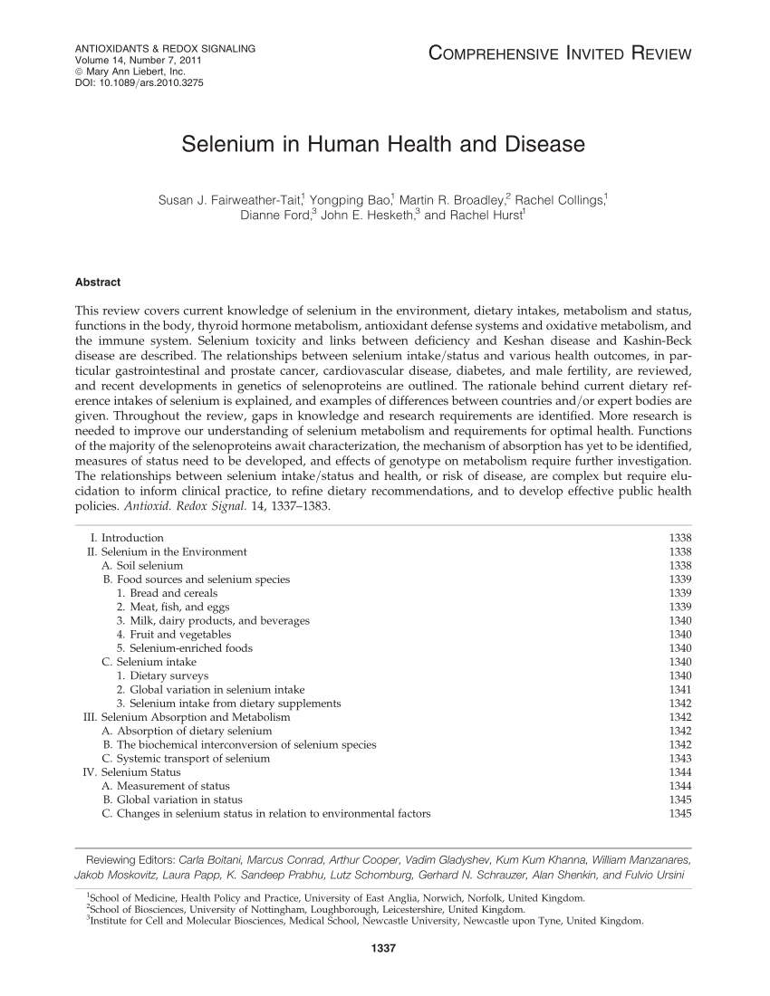 PDF) Selenium in Human Health and Disease Pertaining To Counting By 2039s Worksheet