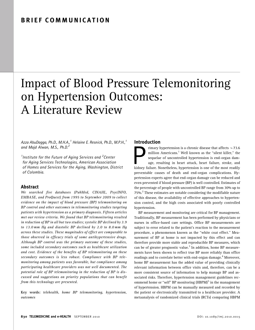 literature review of hypertension