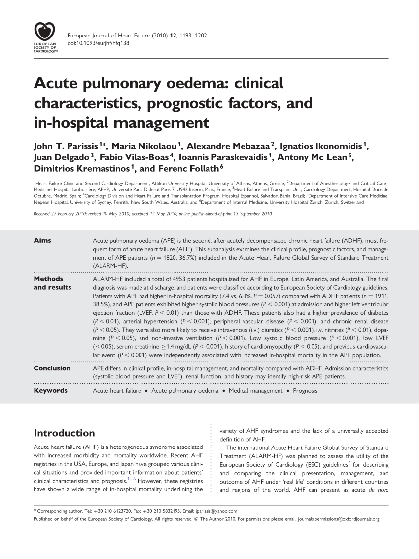 Acute Pulmonary Edema Icd 10