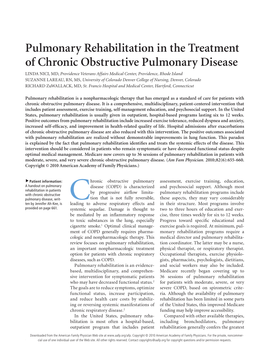 PDF) Pulmonary Rehabilitation in the Treatment of Chronic