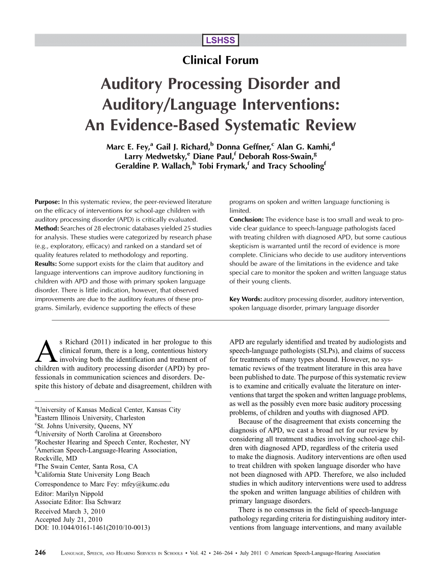 auditory processing disorder in adults memorizing lyrics