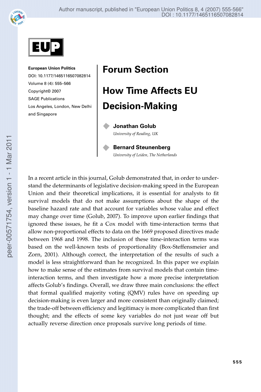 (PDF) How Time Affects EU Decision-making