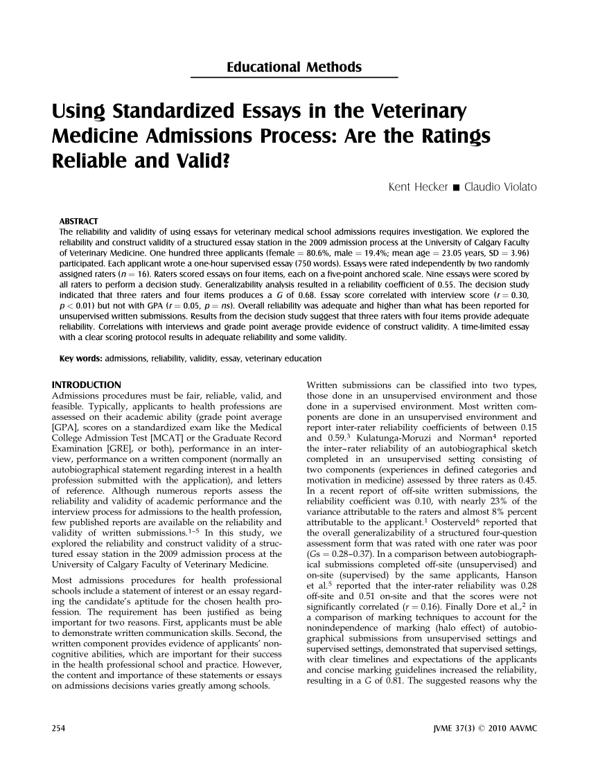 veterinary application essays