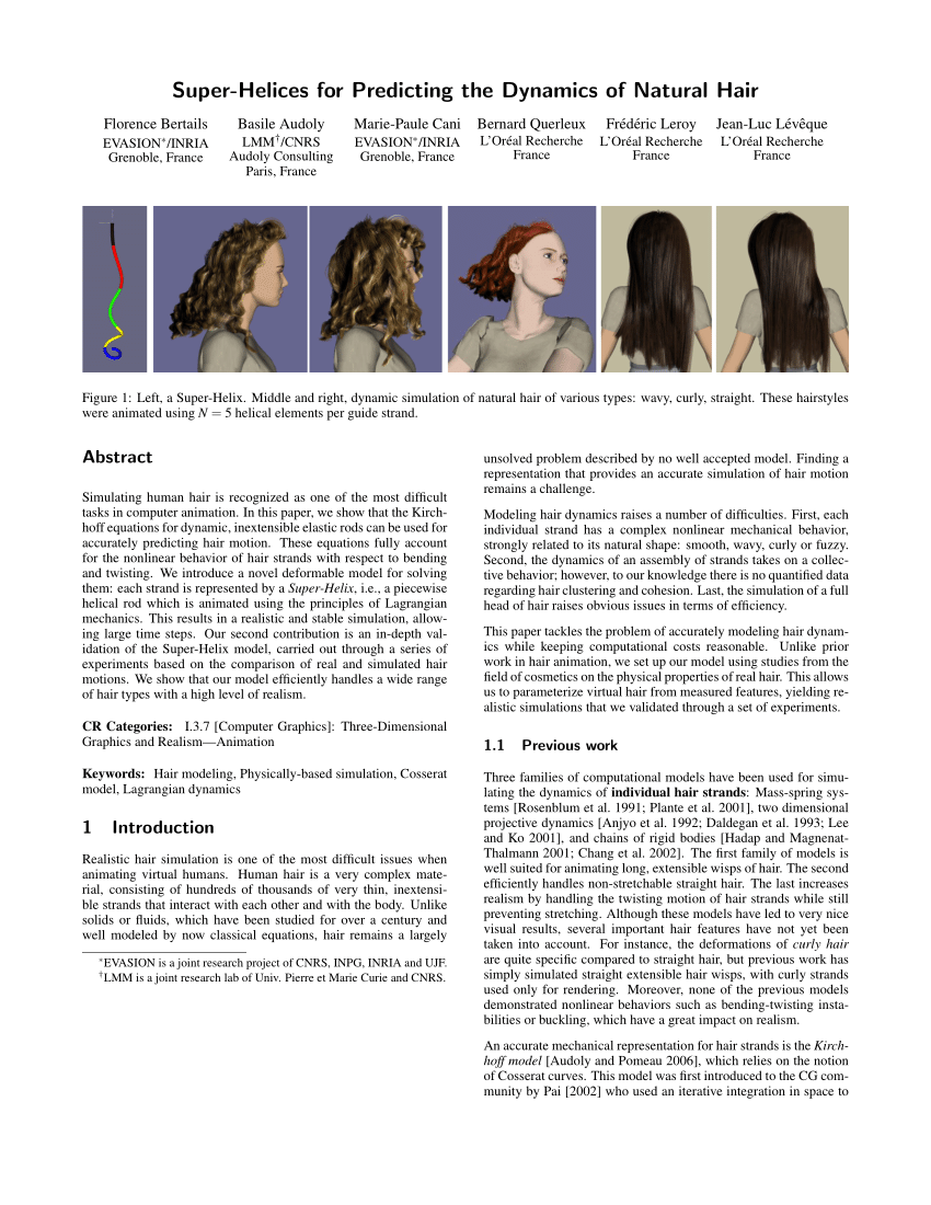 PDF) Super-Helices for Predicting the Dynamics of Natural Hair