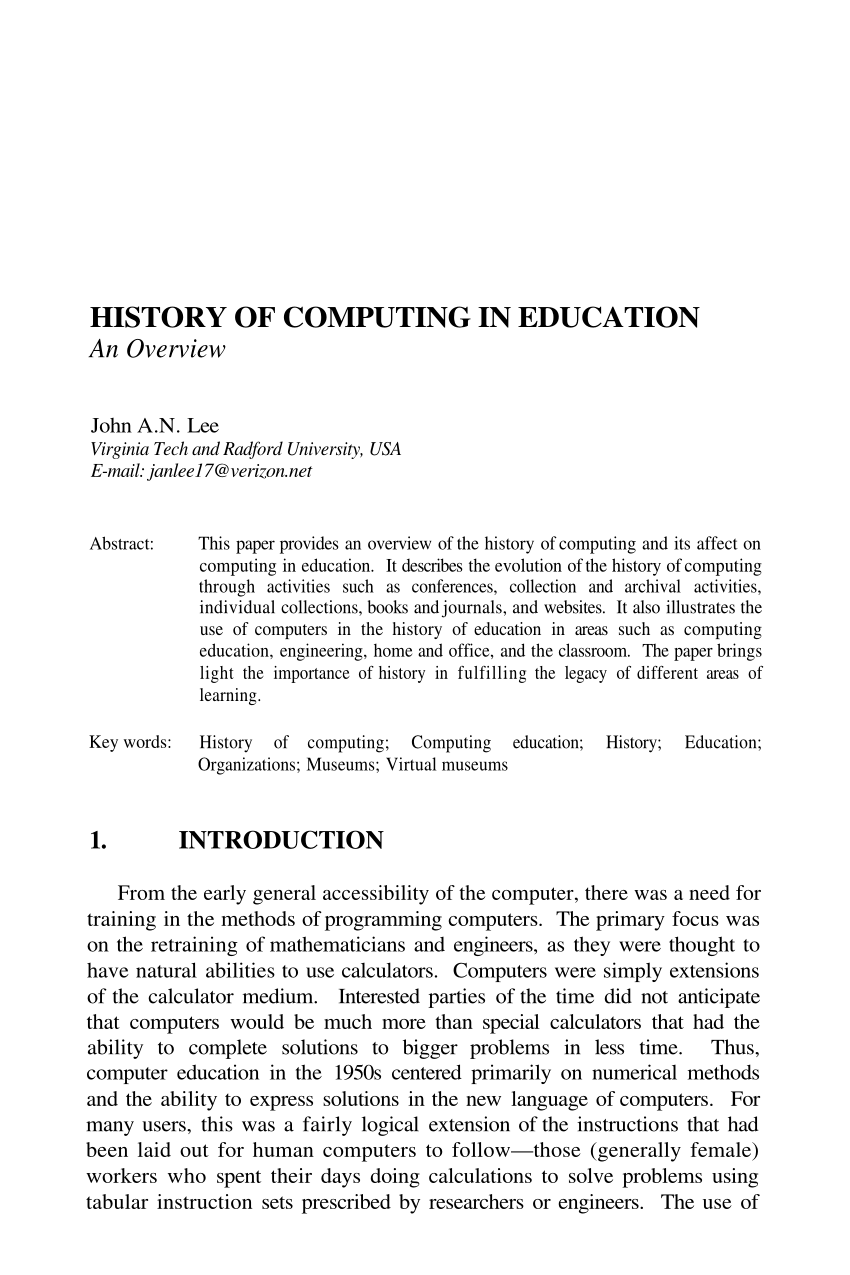 essay on computer history