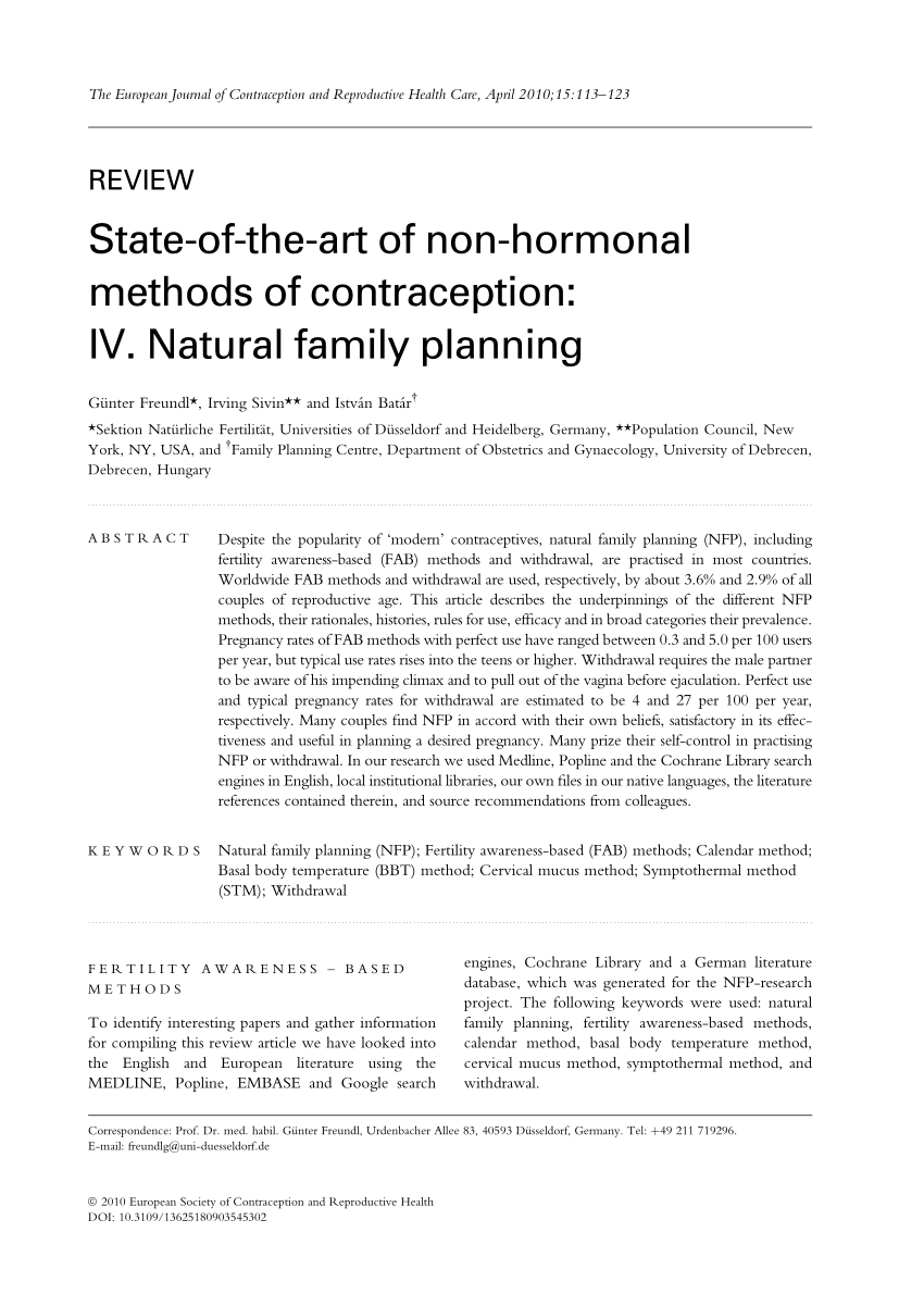 research about natural family planning