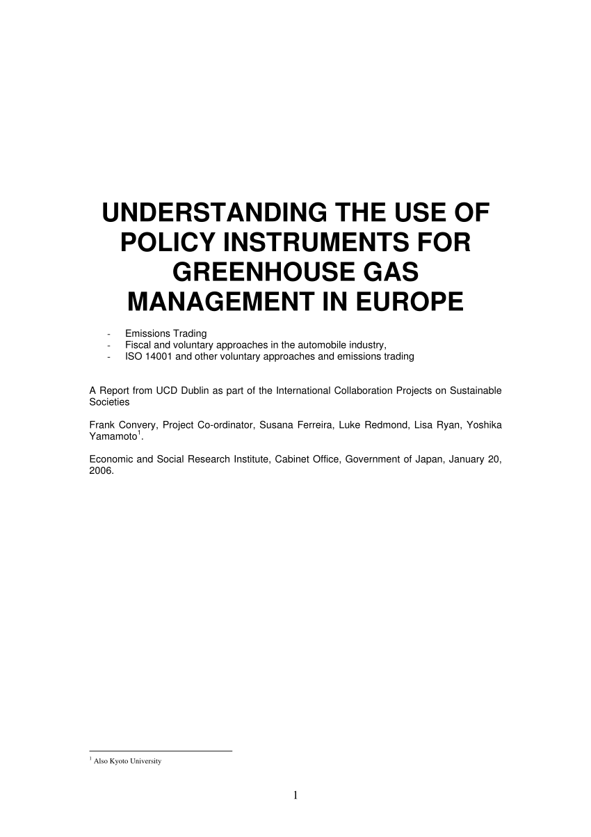 PDF) Understanding the use of policy instruments for greenhouse ...