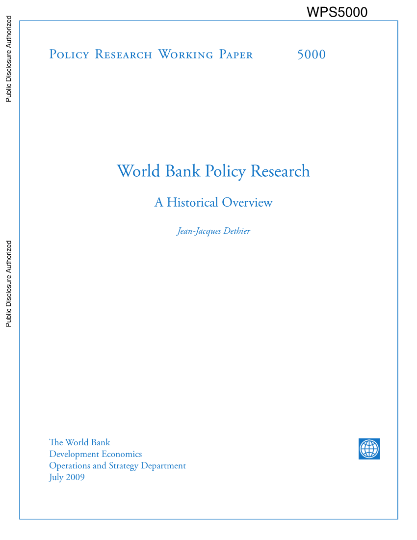 world bank policy research working paper no 5430