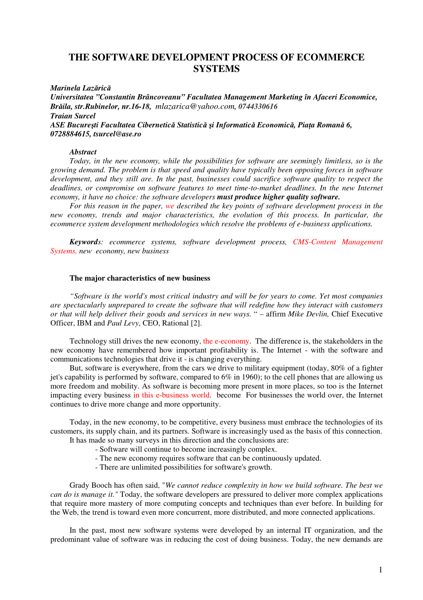 Pdf The Software Development Process Of Ecommerce Systems