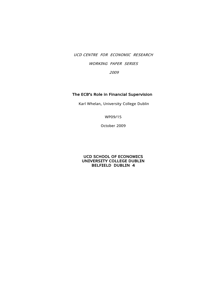 (PDF) The ECBâ s Role in Financial Supervision