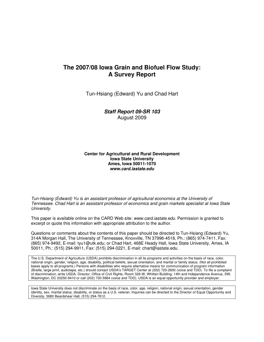 Pdf 2007 08 Iowa Grain And Biofuel Flow Study A Survey Report The - pdf 2007 08 iowa grain and biofuel flow study a survey report the