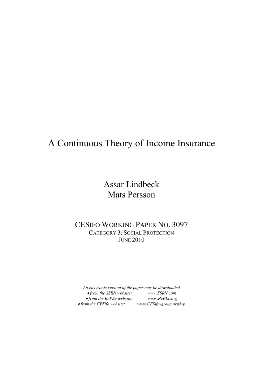 Pdf A Continuous Theory Of Income Insurance