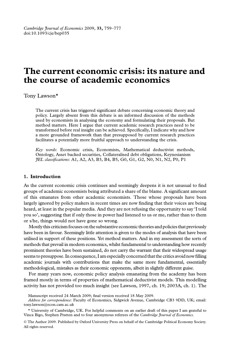research topics for economic crisis