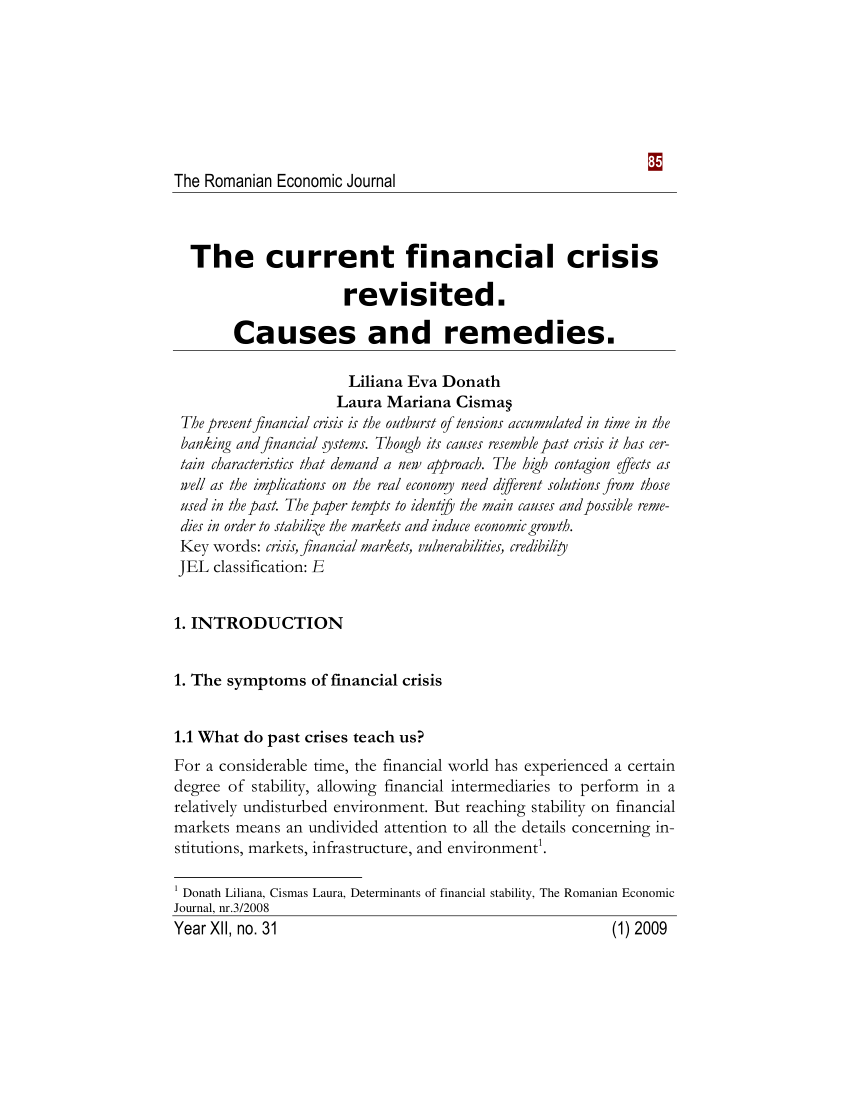 financial crisis research articles