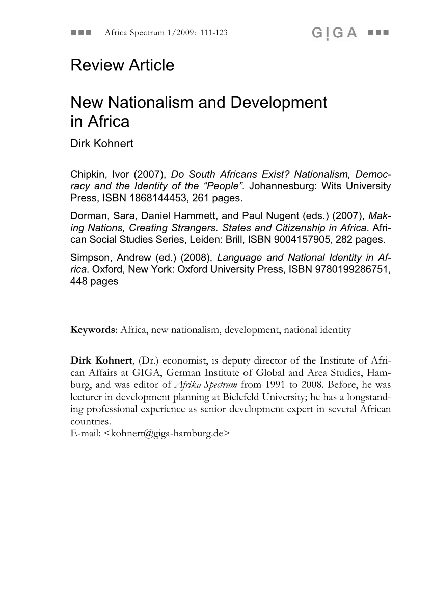 (PDF) New Nationalism and Development in Africa