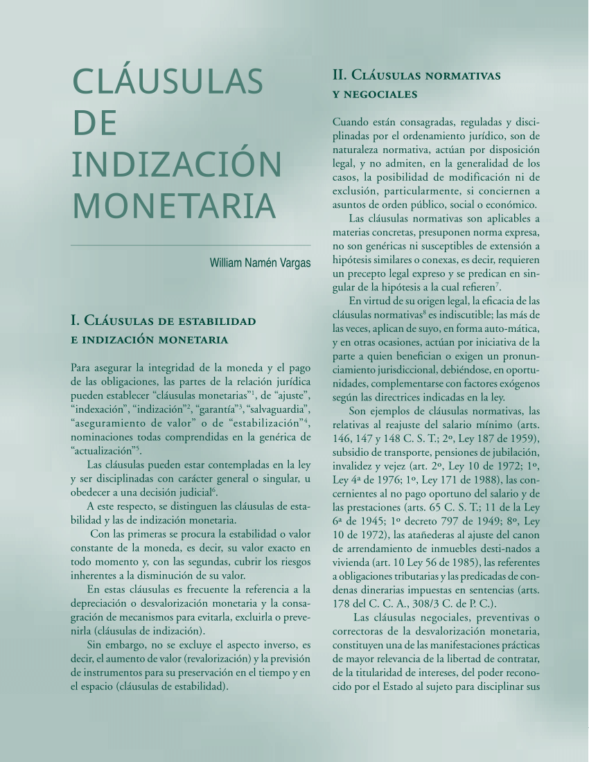 PDF) Cláusulas de indización monetaria