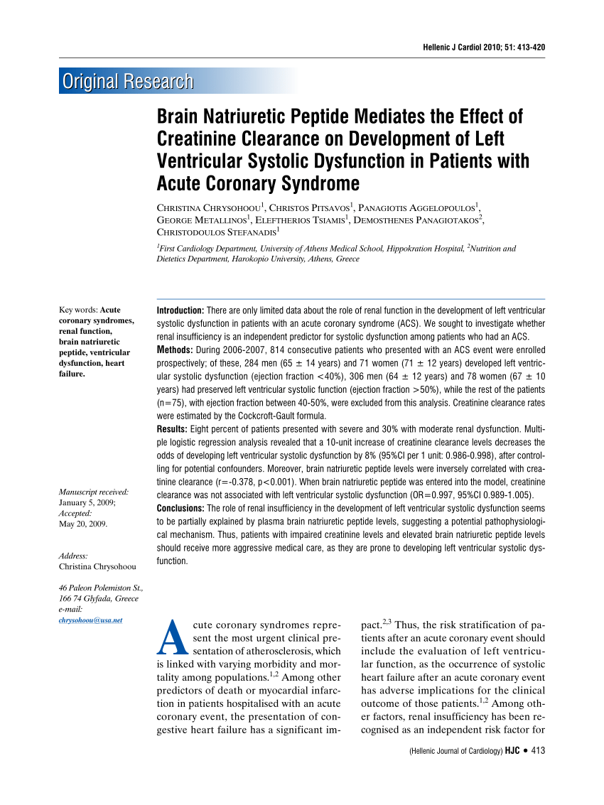 PDF) Brain Natriuretic Peptide Mediates the Effect of Creatinine ...