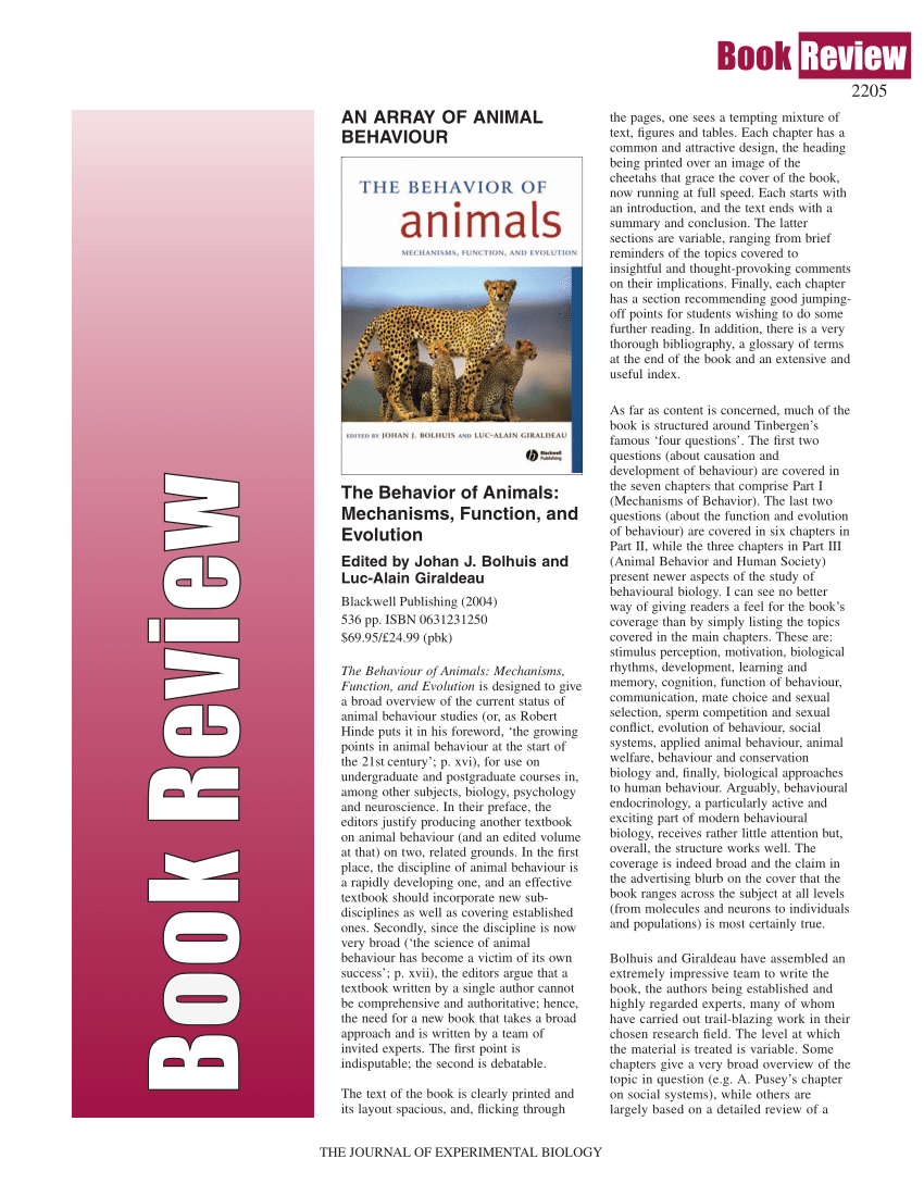 PDF) The Behavior of Animals. Mechanisms, Function and Evolution