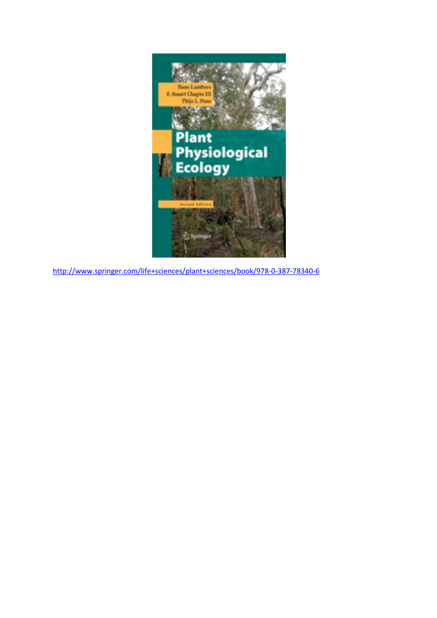 Plant Physiological Ecology Lambers Pdf