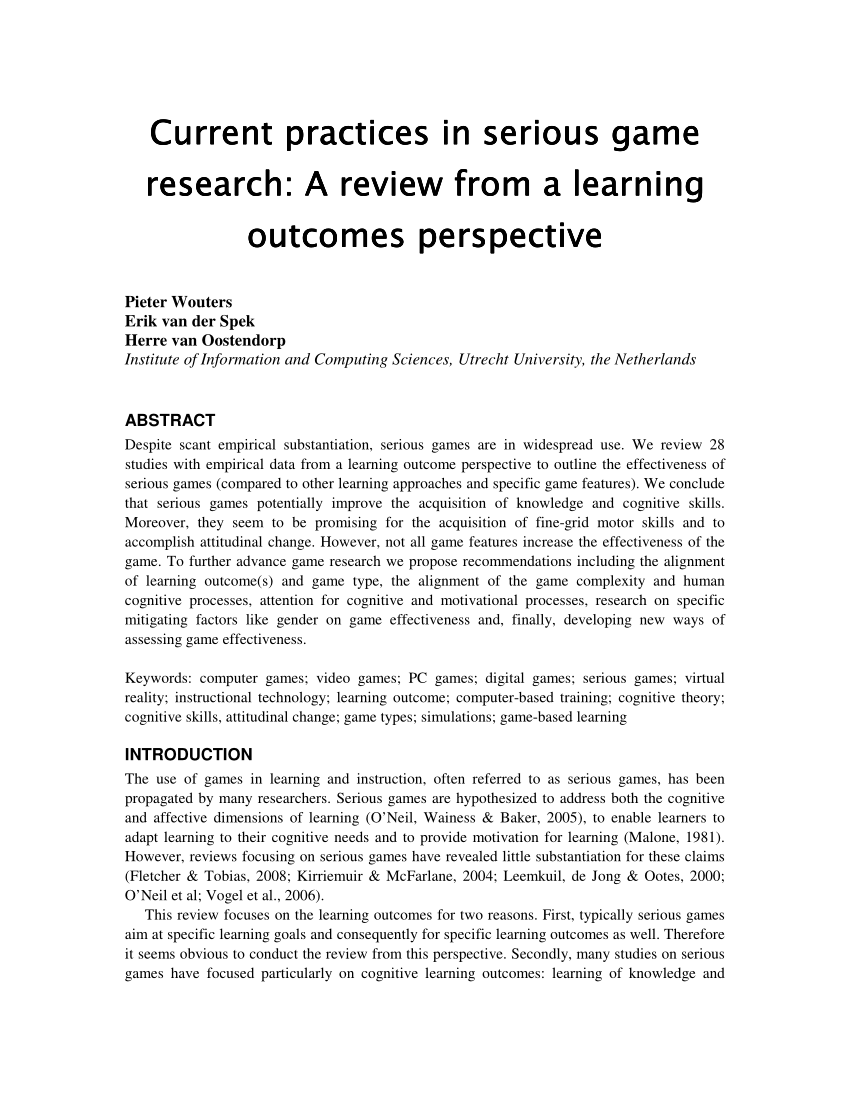 education game research paper