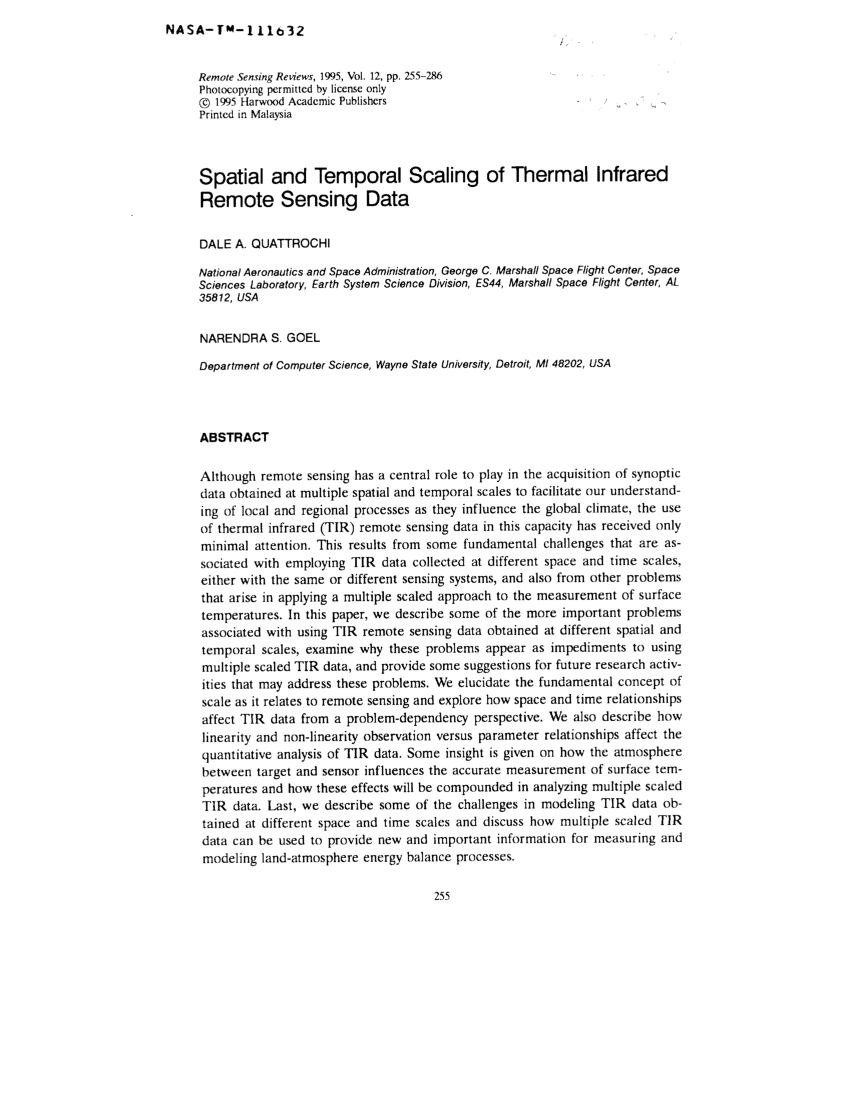 Pdf Spatial And Temporal Scaling Of Thermal Infrared Remote