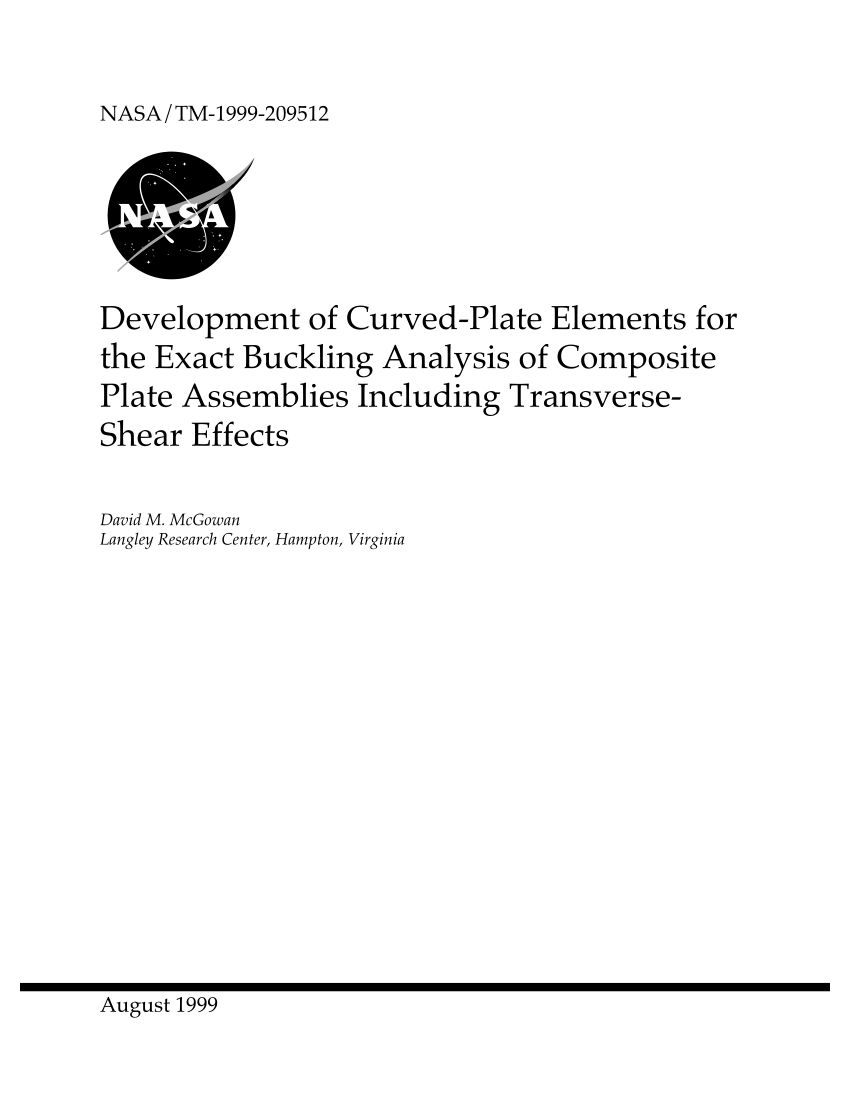 Pdf Development Of Curved Plate Elements For The Exact Buckling Analysis Of Composite Plate Assemblies Including Transverse Shear Effects
