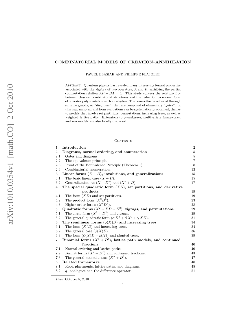 PDF) Combinatorial Models of Creation-Annihilation