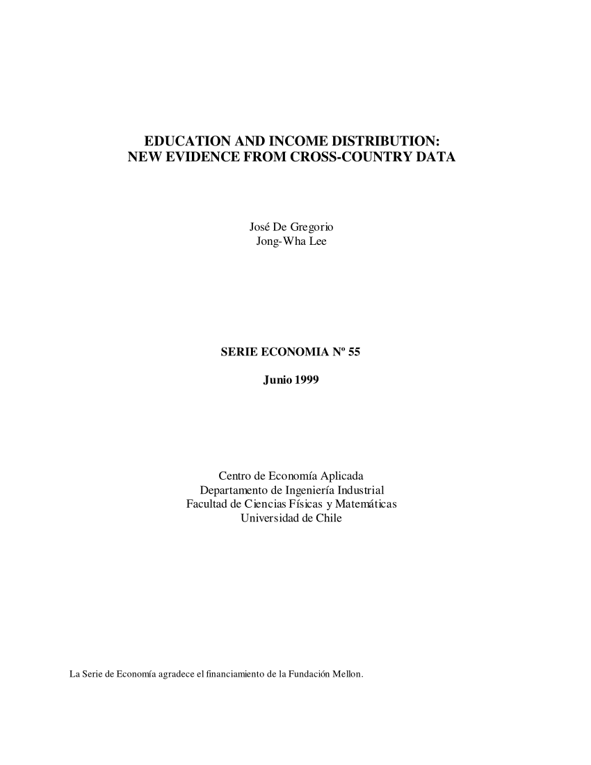 Pdf Education And Income Distribution New Evidence From Cross Country Data