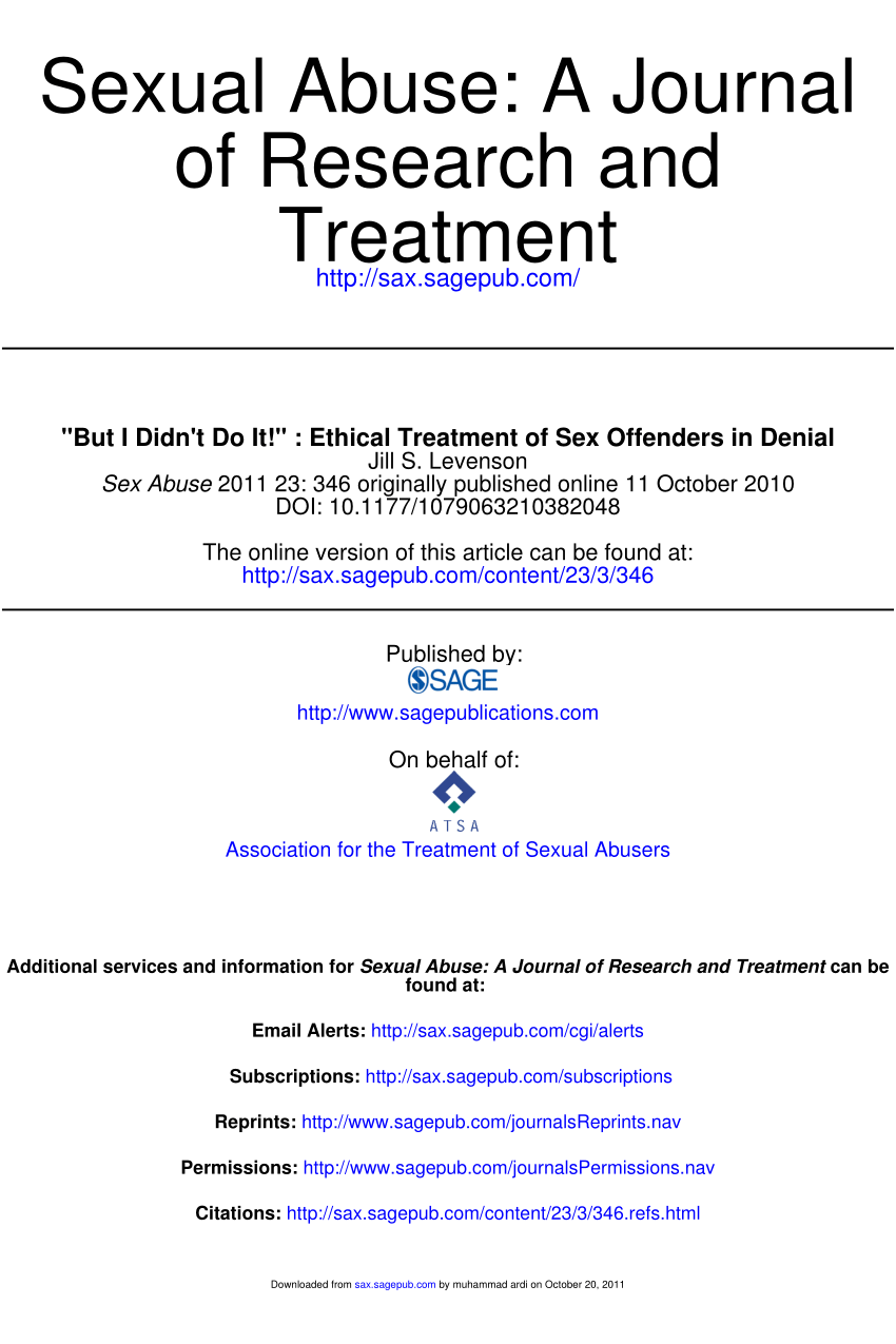 Pdf But I Didnt Do It Ethical Treatment Of Sex Offenders In Denial 5886