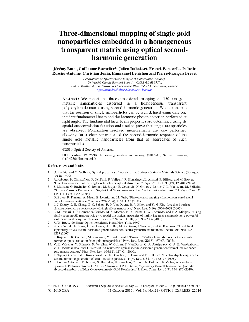 Pdf Three Dimensional Mapping Of Single Gold Nanoparticles