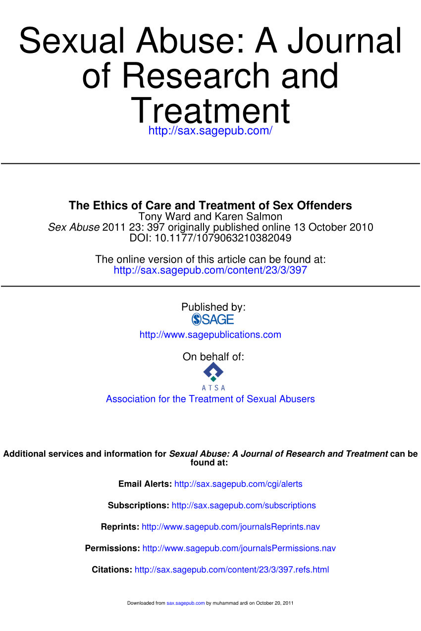 PDF The Ethics of Care and Treatment of Sex Offenders