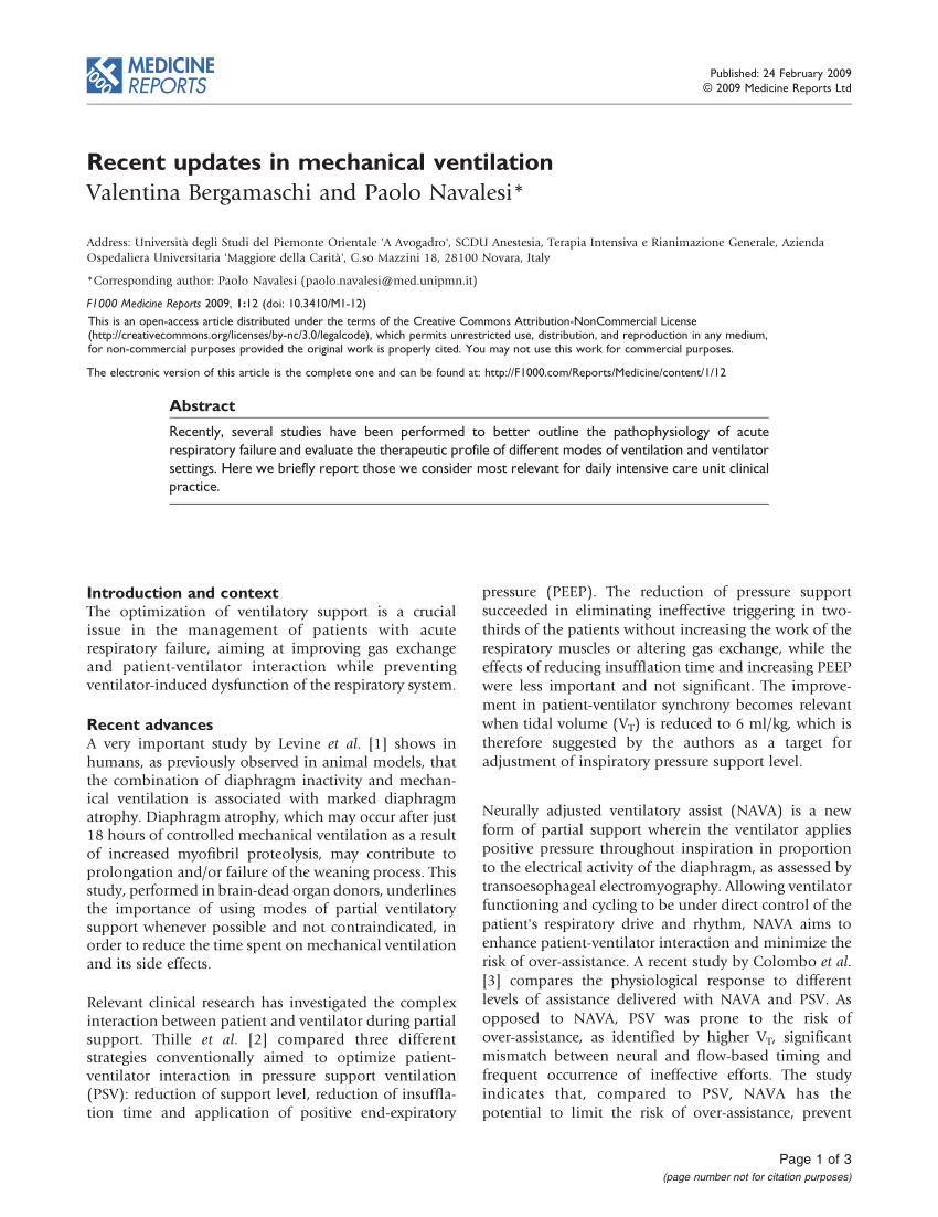 mechanical ventilation research paper