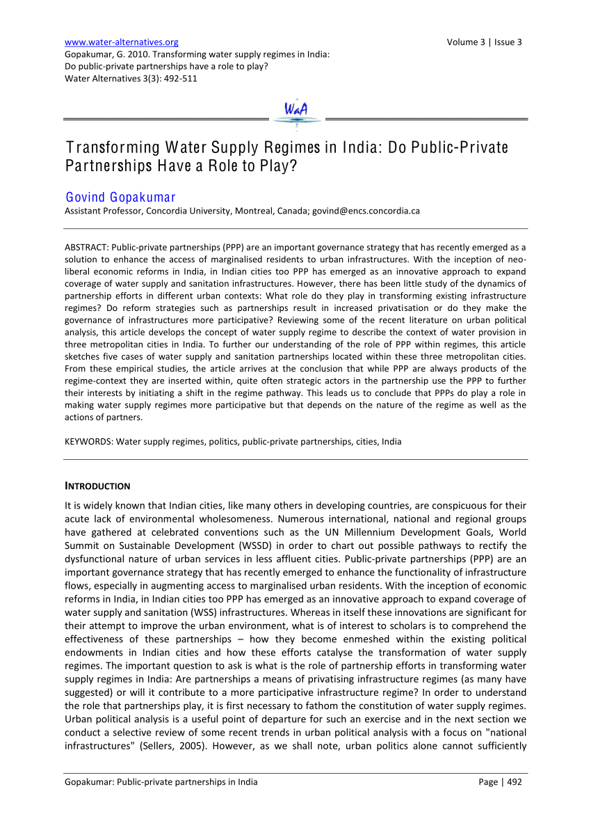 essay on water supply in india