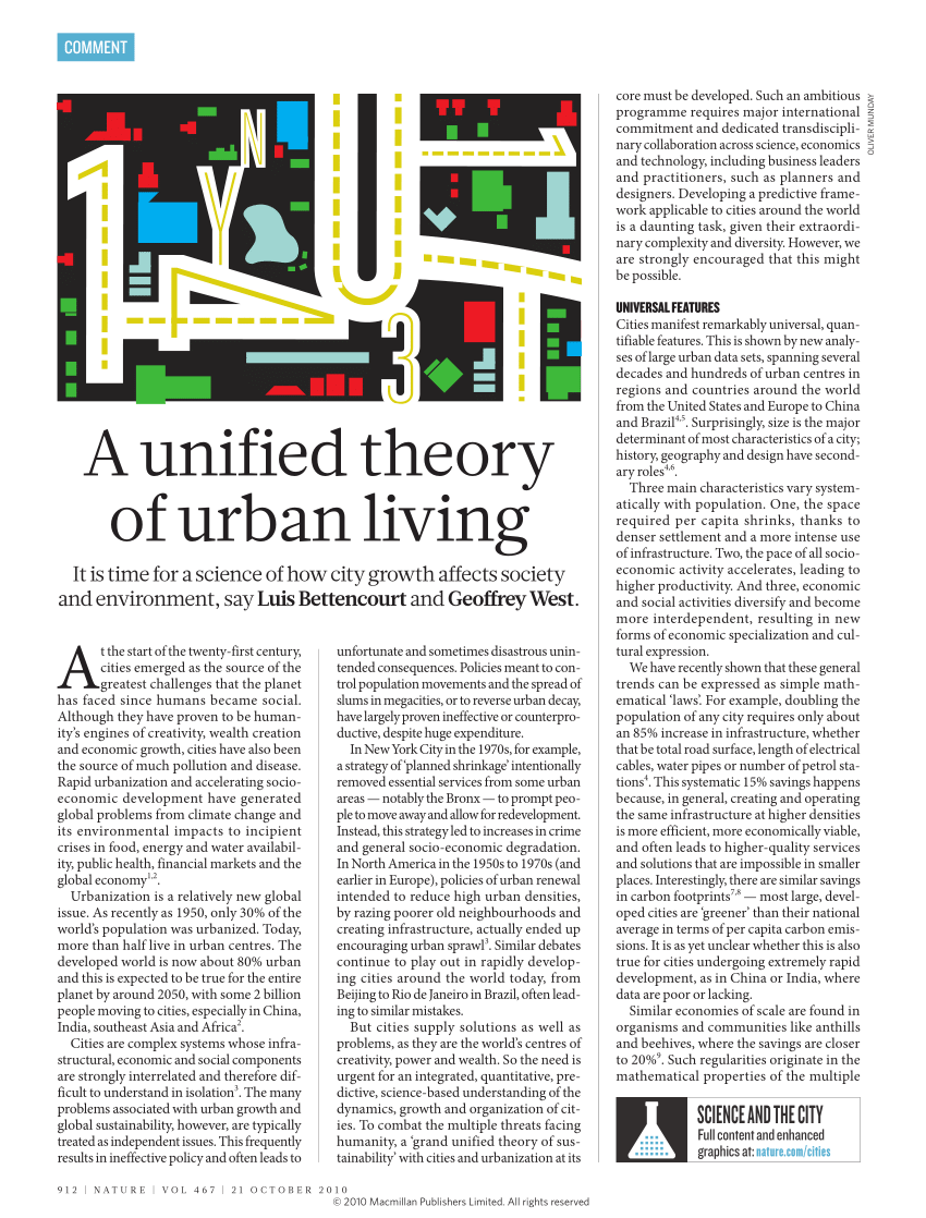 Pdf A Unified Theory Of Urban Living