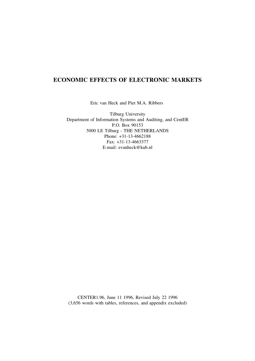 (PDF) Economic effects of electronic markets