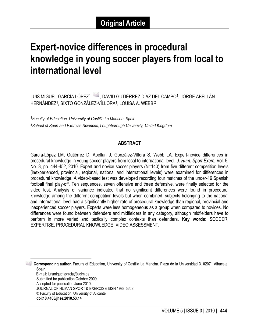 Pdf Expert Novice Differences In Procedural Knowledge In Young