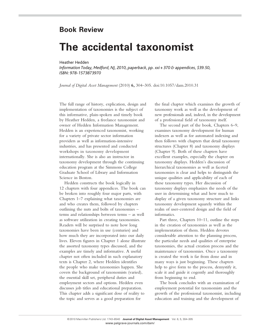 Pdf The Accidental Taxonomist