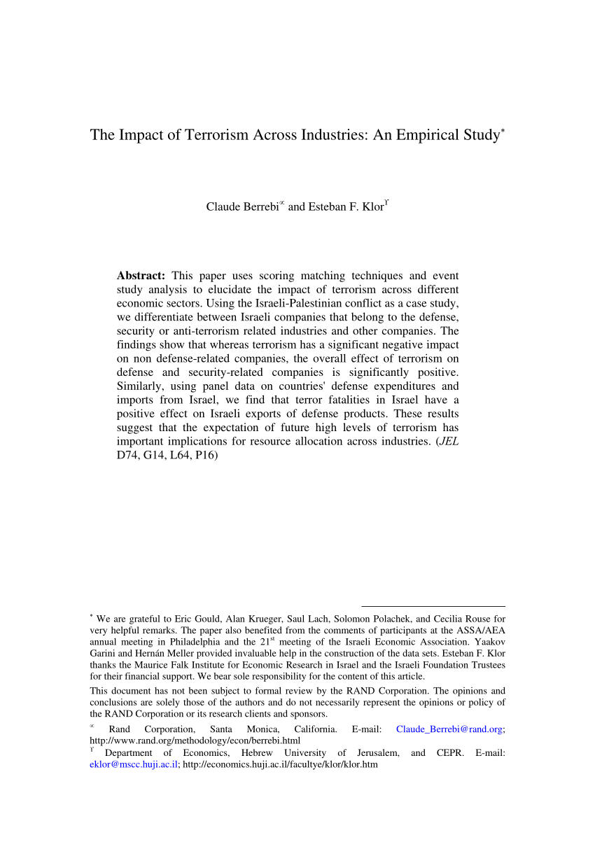 research paper on impact of terrorism