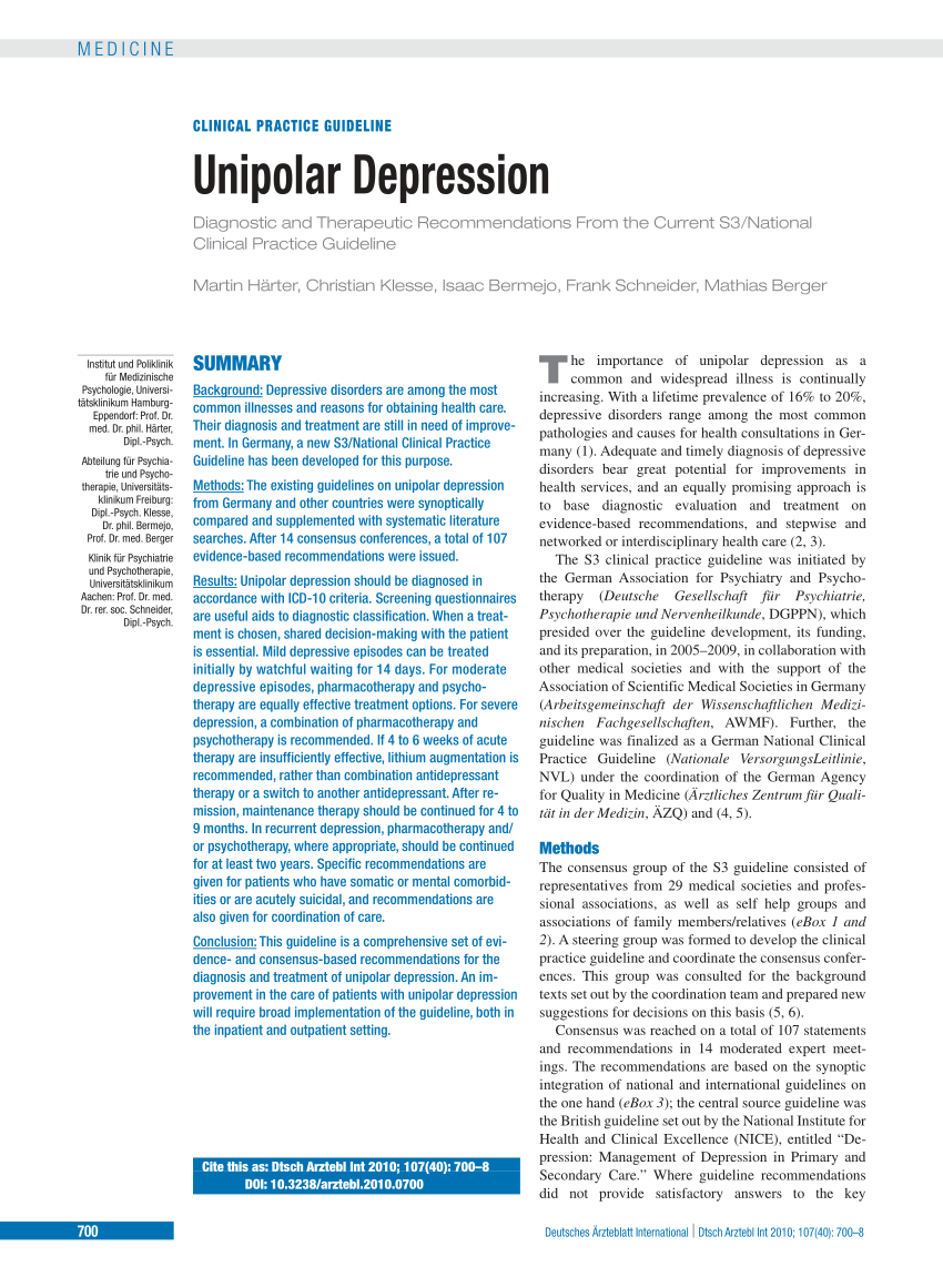 unipolar depression case study